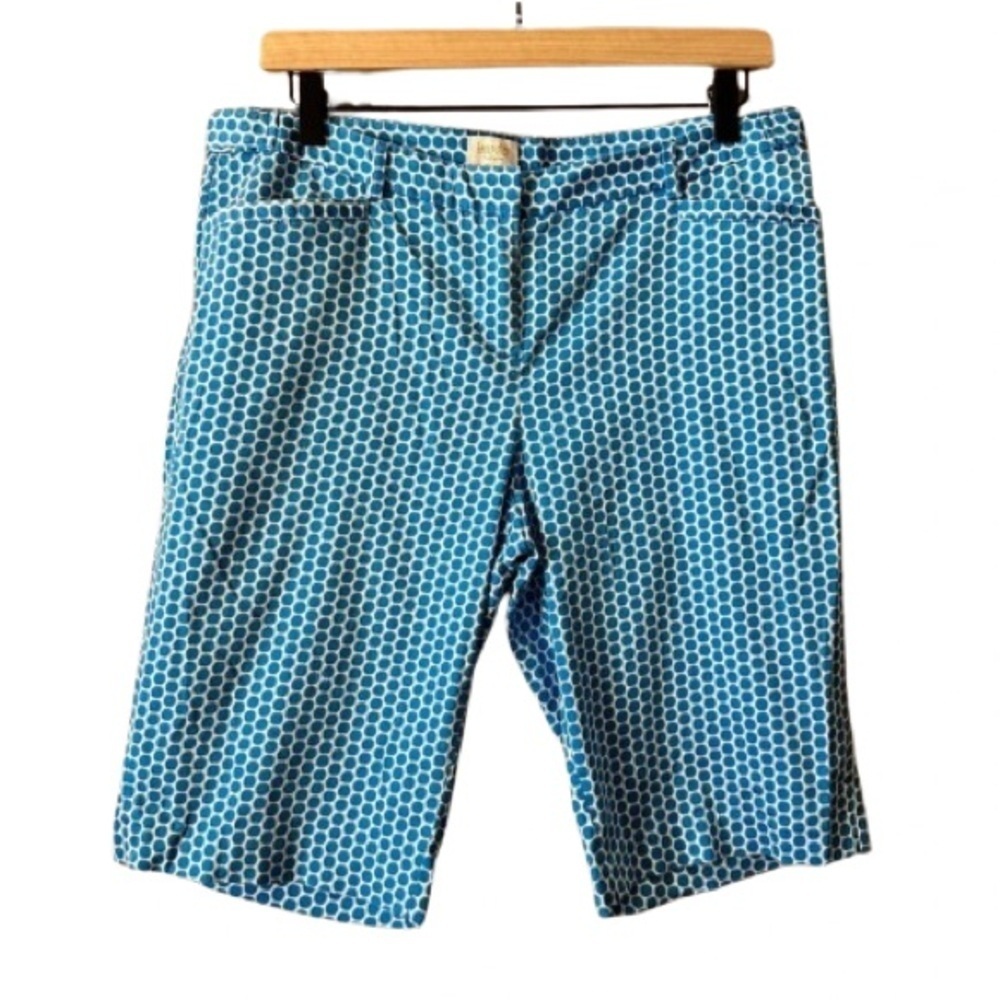 Women's 8 Laundry by Shelli Segal Bermuda Shorts Blue White Polka Dots